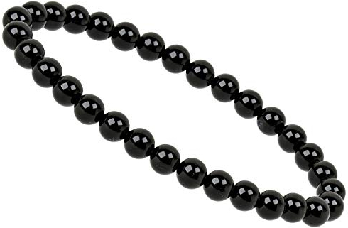 ELEDORO Stretch Armband aus echten Edelstein-Perlen (6mm) – Perlenarmband für stilvolle Eleganz (Onyx)