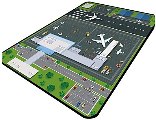 BILIVAN Rutschfester Kinderteppich, Spielteppich, moderner Spielteppich, Kinderzimmer, Flughafen, Panorama, ultraweich, Kurzflor-Babydecke, Matte (60 x 90 cm)