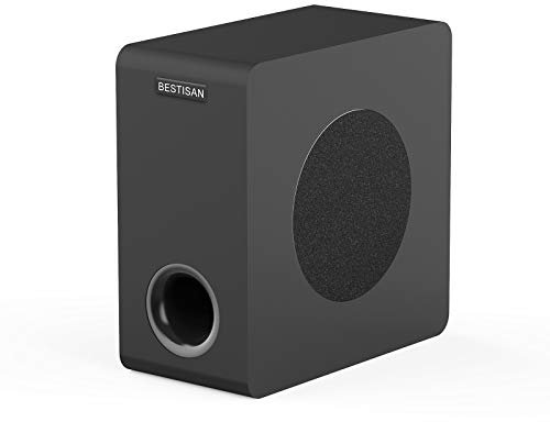 BESTISAN Subwoofer alimentado, subwoofer Bluetooth 5.0 de 6.5 pulgadas, subwoofers de respuesta de graves profundos en diseño compacto, fácil configuración con sistemas de cine en casa, TV, altavoces,