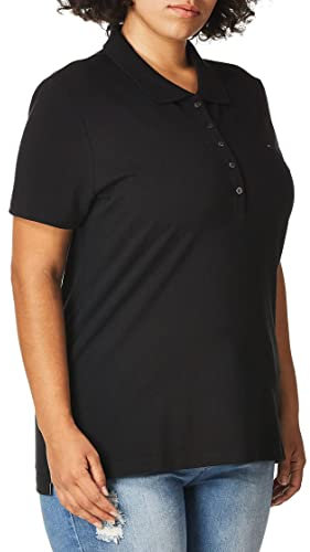 Tommy Hilfiger Women's Classic Short Sleeve Polo (Standard and Plus Size), Black, Medium