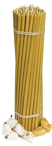 Diveevo Kirchliche Bienenwachskerzen №30-75 Stk. I hochwertige Ritualkerzen L-29,5 cm Ø-8,5 mm I 150 Min Brenndauer in honigelb I 1 kg dünne Griechische Kerzen tropf- & rauchfrei
