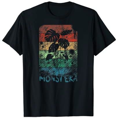 Dschungel Monstera Deliciosa Pflanze Retro Zimmerpflanze T-Shirt
