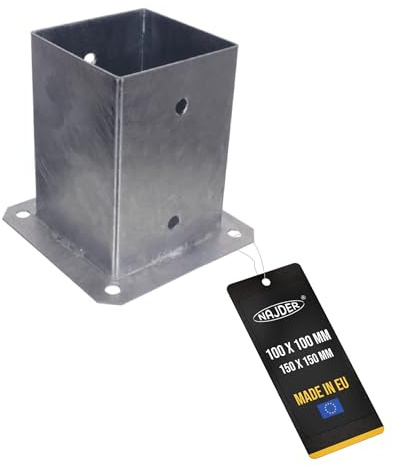 NAJDER Aufschraubhülse Pfostenträger 100 x 100 mm Feuerverzinkung Bodenplatte Anker (100 x 100 mm)