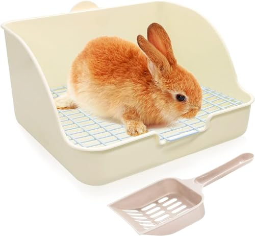 HYLYUN Rabbit Litter Box Toilet - Potty Trainer Corner Litter Bedding Box Pet Pan for Adult Guinea Pigs, Rabbits, Hamster, Chinchilla, Ferret, Galesaur, Small Animals Cage Toilet