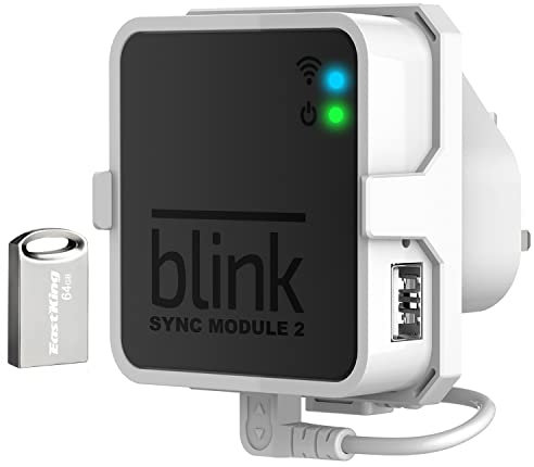64GB USB Flash Drive and Outlet Mount for Blink Sync Module 2, Save Space and Easy Move Mount Bracket Holder for Blink Outdoor Blink Indoor Security Camera System (White)
