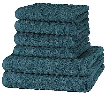 Merana OSLO Handtuch Set | schnelltrocknend, weich & fusselfrei | Frottier Luxus Qualität | 100% Baumwolle Frotte | OEKO-TEX | 590 GSM | Geschenkset Petrol Grün (6er Sparset | 4 Handtuch, 2 Duschtuch)