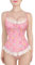 LittleForBig Donna Cinturino Allacciato Disossato Overbust Corset Bustier Bodyshaper Top-Cottagecore Usagi Corsetto Rosa XS