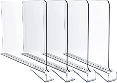 Okydoky 4 Stücke Acrylregal Regaltrenner, Trennwand Regal, Regalteiler Regalsystem ohne Bohren für Bücherregal, Kleiderschrank und Hängeregale(GB,4pc.DE)