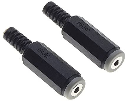 2,5 mm femelle 4 broches stéréo avec serre-câble – Poignée en plastique Prise de réparation femelle à souder Type DIY Connecteur de câble audio – 2 pièces