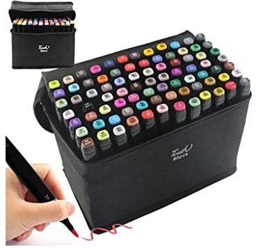 Touch 80 Farben Markierungsstifte Set mit doppelseitige Marker, permanente Graffiti-Stifte für Erwachsene Kinder zum Zeichnen und Mahlen