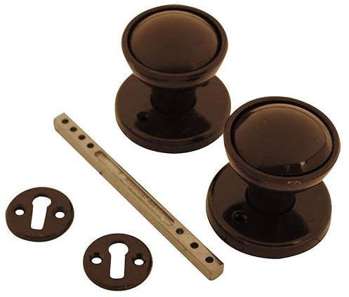 Plastic Rim/Mortice Door Knob Set Brown or White for Shed Gate Doors (Brown)