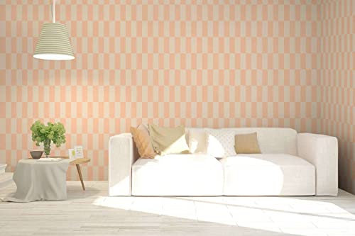 New Walls Vliestapete halbe Streifen Rosa Creme Vliestapete grafisches Muster leicht strukturiert & matt | 10,05 x 0,53 m
