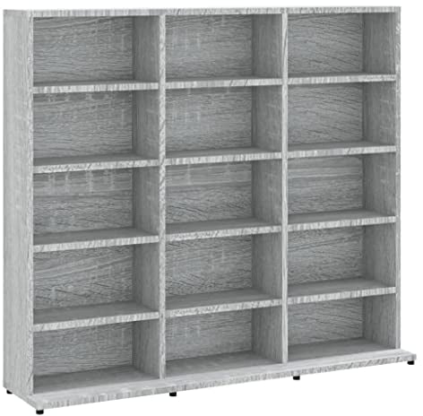 vidaXL CD-Regal Grau Sonoma 102x23x89,5 cm Holzwerkstoff