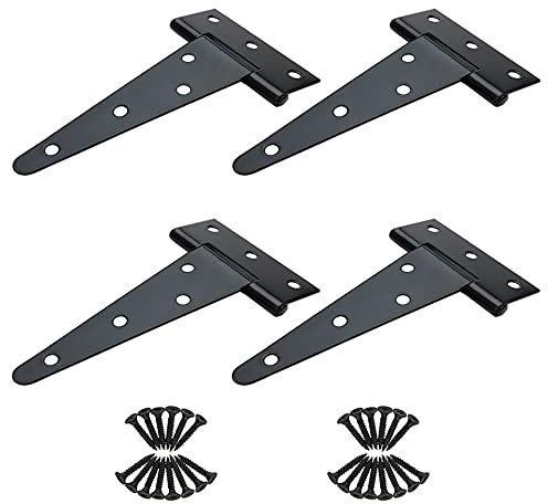 6 inch T Strap Hinges, Heavy Duty T-Strap Shed Door Hinges Gate Hinges, Tee Hinge for Wooden Fences,Yard Door,Barn Door Gates, Wrought Rustproof 4PCS
