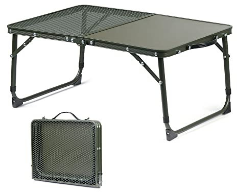 Naturehike Folding Camping Table, Aluminum Adjustable Portable Grill Table with Mesh Desktop, Carry Handle Design for Outdoor, Picnic, RV Travel, Beach, Backyard, BBQ