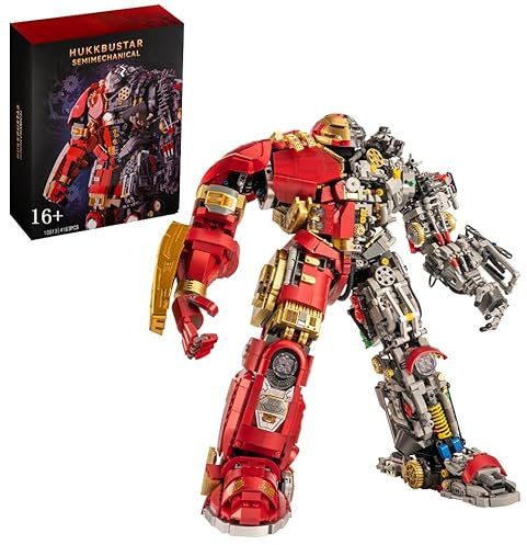 Auforua Technik Hulkbuster Modellbausatz, Mit LED Licht, 4183 Teile Groß MOC Klemmbausteine Set, Hulkbuster Bausteine Bausatz, Mit Originalkarton