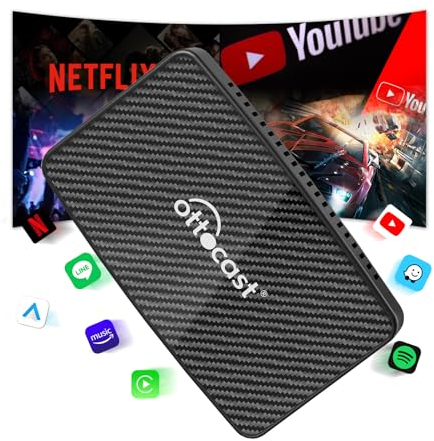OTTOCAST Inalámbrico CarPlay y Android Adaptador, Play2Video Pro Compatible con Netflix y Youtube, Dongle USB para Coches, Solo para Modelos de Automóviles Originales con Carplay con Cable