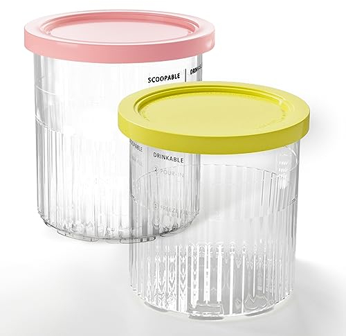 For Ninja Creami Deluxe pints 2 Pack Ice Cream Containers 24oz Replacement Pints and Lids , Compatible with Ninja 11-in-1 NC501 NC500 Series, Deluxe Ice Cream Maker, BPA-Free, Dishwasher Safe, XL Cups
