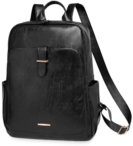 UBaymax Damen Rucksack Elegant,PU Leder Große Rucksack, Damen Ledertasche Casual,Leichtgewicht Reiserucksack Umhängetaschen,Daypack Schultertasche Mode,Passend für einen 14-Zoll-Laptop