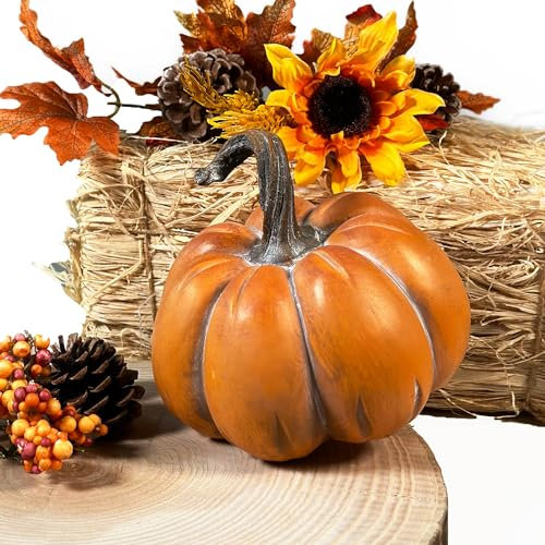 Polyresin Kürbis orange 11 x 9cm Tisch-Deko Herbst wie echt Pumpkin Halloween Dekofigur