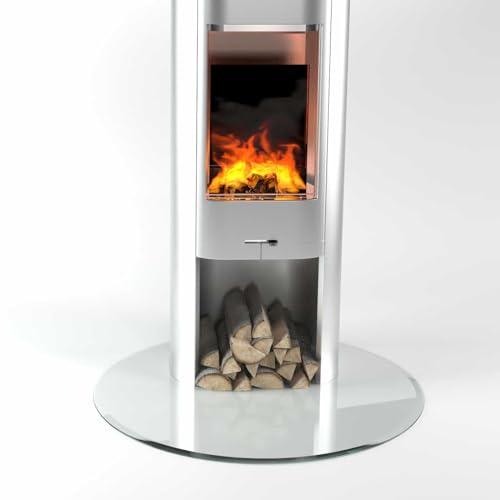 Glasplatte24 Funkenschutzplatte Kreis für Kaminofen mit Dichtlippe, Glasplatte mit 18mm Facette, Glasbodenplatte Hitzeschutz mit ESG Sicherheitsglas, 120 x 120 cm, Stärke 8mm