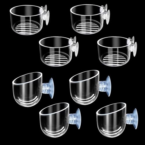 Kirgizta 8pcs Plante Aquatique Verre Tasse avec Ventouses, Tasse Pot Verre Aquarium Décoration D'aquarium en Acrylique, Pots De Plantes Décorations Fish Tank pour Décorations D'aquarium