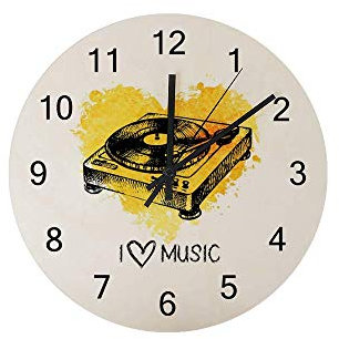 Botell Orologi da parete silenzioso digitale appeso rotondo orologio da parete leggero senza ticchettio giradischi acquerello cuore decorativo cucina ufficio soggiorno camera da letto