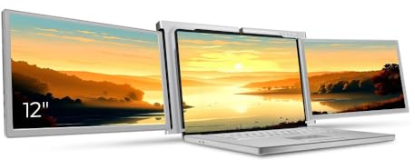 MISURA Dual Tragbarer Monitor 2X 12 Zoll - FullHD 1920x1080, IPS-Panel, 2X USB-C, Drehwinkel 360°, Unterstützung für Rückladung, Integrierter Ständer, Selbststehend