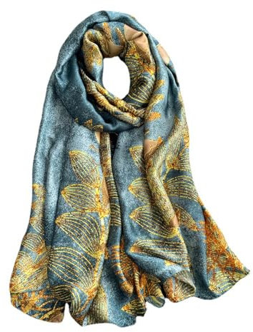 WEIGEER Silk Scarf Women Blue Shawl Stain Neckerchief Head Wraps Thin Scarf Ladies Beach Shawl Vintage Painting Bridal Belt Chiffon Muslin Colorful Cloth Birthday gifts