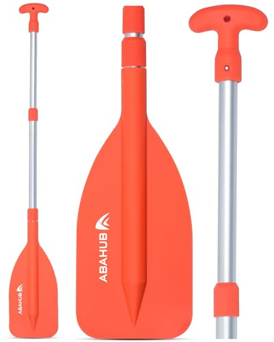 Abahub 2PCS Teleskop Paddel 53-106cm Stechpaddel Notfall Paddel mit T-Griff Leichte Ruder Mini Hilfspaddel Teleskopierbar Aluminiumschaft für Kanufahren Kajkak Schlauchboot, Orange