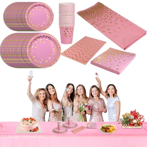 SYF-UN 101 Pcs Birthday Party Tableware Paper Plates Kids Birthday Set Including Tablecloth Plates Cups Napkins Straws for Baby Shower Birthday Wedding Party (20 Guests)