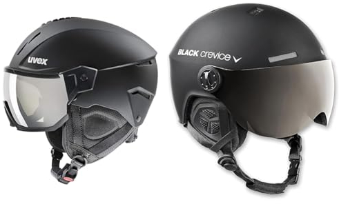 uvex instinct visor - Skihelm für Damen und Herren - mit Visier - individuelle Größenanpassung - black matt - 56-58 cm & Black Crevice Skihelm mit Visier, Gstaad, BCR143921, schwarz, Gr. S/M