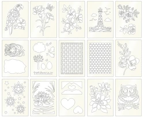 Ideen mit Herz Laser-Schablone | 15 Schablonen in DIN A5 | Perfekt geeignet für Textilgestaltung, Wandgestaltung, Fenster, Papier, Scrapbooking, Basteln, DIY (Sortierung 2)