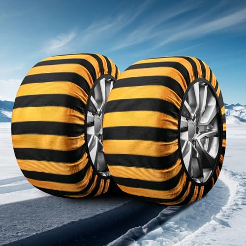 SUPER Grip Snow Socks, Schneeketten Textile für Autos, EN 16662-1 Zertifizierung- 2er Set Schneesocken Anfahrhilfe