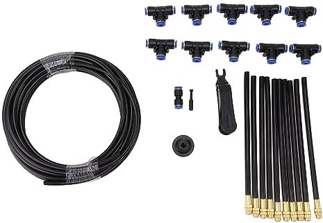 Pyhodi Kit di Irrigazione Fuori Terra per Grandi Aree con Ugello Pieghevole Regolabile a 360°, Kit di Irrigazione per Prato e Giardino con Tubo da 10 M e Set Completo di Accessori