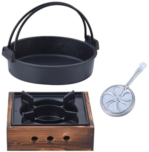 HiyyFloy Hot Pot Japonais Sukiyaki Pot Four De Camping Four De Cuisson avec Casserole Couvercle Service Japonais en Fonte Sukiyaki Hot Pot Furnace