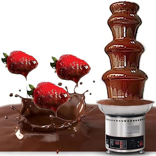 RayGenius Chocolate Fountain Machine Commercial stainless steel chocolate waterfall machine, 4kg heated melting machine for parties, restaurants and weddings.,4Layers