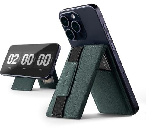 VULKIT Magnetic Wallet Leather Adjustable Magnetic Stand Card Holder with Phone Grip RFID/NFC Blocking Functionality Magsafe Compatible with iPhone 12/13/14/15 Series