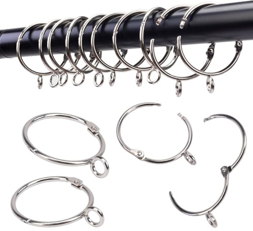 Öffnbare Vorhangringe mit Öse, 24-teiliges Vorhangring-Set, Dekorative Ringe für Vorhänge 32 mm Innendurchmesser Silber TXZWJZ