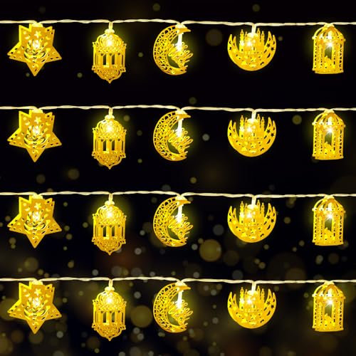 LWMTT Ramadan Lichterkette 300CM mit 20 Warmweißen LEDs,und 2 Lichtmodi,Eid Mubarak Dekoration Lichtervorhang -Ramadan Deko Ideal für Innen- und Außenbereiche, Dekoration für Ramadan
