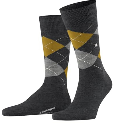 Burlington Herren Socken Edinburgh M So Wolle gemustert 1 Paar, Grau Asphalt Melange 3182, 40-46