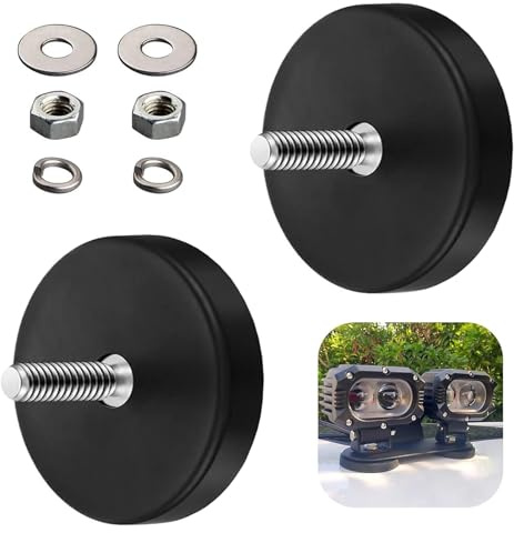 Magnete, 2 Stück Magnete mit Gewinde, Ø 66 mm mit M6 Außengewinde, mit Gummi-Mantel Anti-Rutsch für Schrauben Öse oder Haken