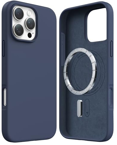 TORRAS Magnetisch Silikon Hülle für iPhone 16 Pro [Top LSR Flüssigsilikon] Militärschutz Stoßfeste Handyhülle Seidenweiches Griffgefühl Langlebig Schutzhülle für iPhone 16 Pro Case Tiefseeblau