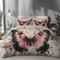 Juego de Ropa de Cama con Pintura con Tinta China - Mariposa de caligrafía Funda Edredón, Juego de Ropa de 220x240cm Cama de Poliéster Ligera con Cremallera y 2 Fundas de Almohada de 50 x 75 cm