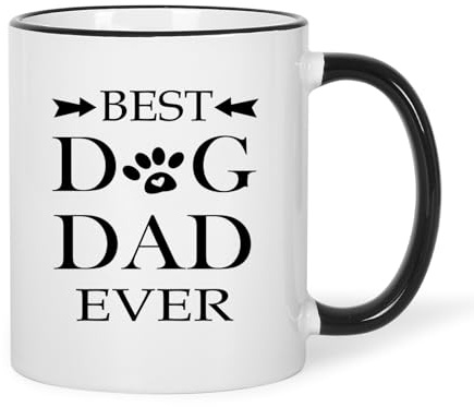 Jogskeor Dog Dad Gifts, Best Dog Dad Ever Coffee Mug 11oz, Fathers Day Birthday Christmas Gifts for Pet Lover Owner
