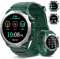 Qecnato Smartwatch Uomo Militare con Chiamate Bluetooth, 1.39 HD Orologio Smart watch con 110+ Modalità Sportive, IP68 Impermeabile Tracker Attività con Sonno/Cardiofrequenzimetro, Verde scuro