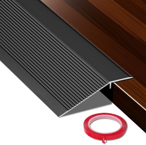 Transition Profile Height Adjustment, Aluminium Floor Transition Strips, Self-Adhesive Transition Rail, Bridging Height 10-35 mm for Thresholds, Ramps, Tile Laminates, 2.7 Metres Long (Black)