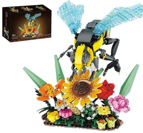 Genruron Insekten Blumen Bausteine Bausatz, 750 Teile Kollektion Libelle Blumen Bonsai Bausteine Set, Kreatives DIY Insekten Botanical Bauklötz, Geschenk für Erwachsene Insektenliebhaber