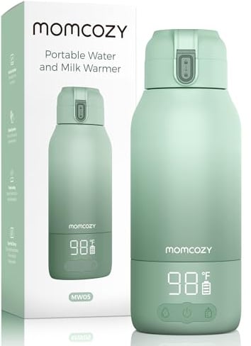 Momcozy MW05 Tragbarer Flaschenwärmer Baby für unterwegs, 500ml Kapazität + 24x Nutzung/Akku | TÜV-CE zertifizierter Flaschenwärmer | Schnellaufheizen in 3 Min.