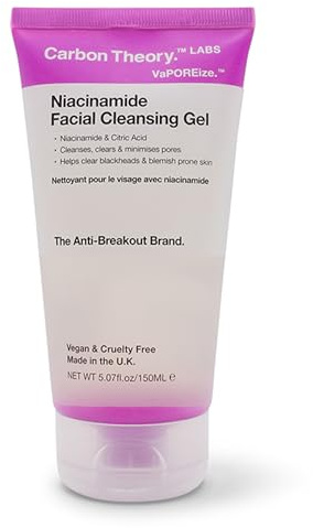 Carbon Theory VaPOREize Face Cleansing Gel 150ml | Cleansing Gel for Blemish Prone Skin that Cleanses, Helps Minimise Pores and Clear Blackheads with Citric Acid.